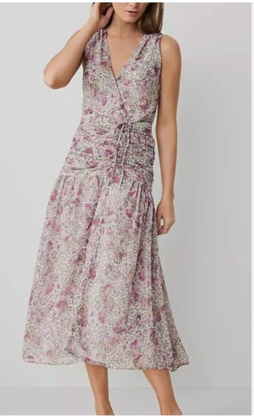 ANN TAYLOR Floral Ruched Flare Dress // 6